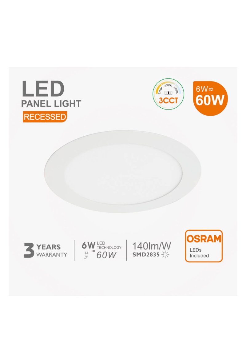 Downlight Slim LED Circulaire 6W - CCT - OSRAM CHIP DURIS E 2835