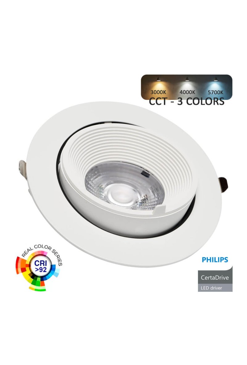 Spot encastrable orientable LED - 25W - Driver Philips Certa Drive - 24º - CCT - CRI+92